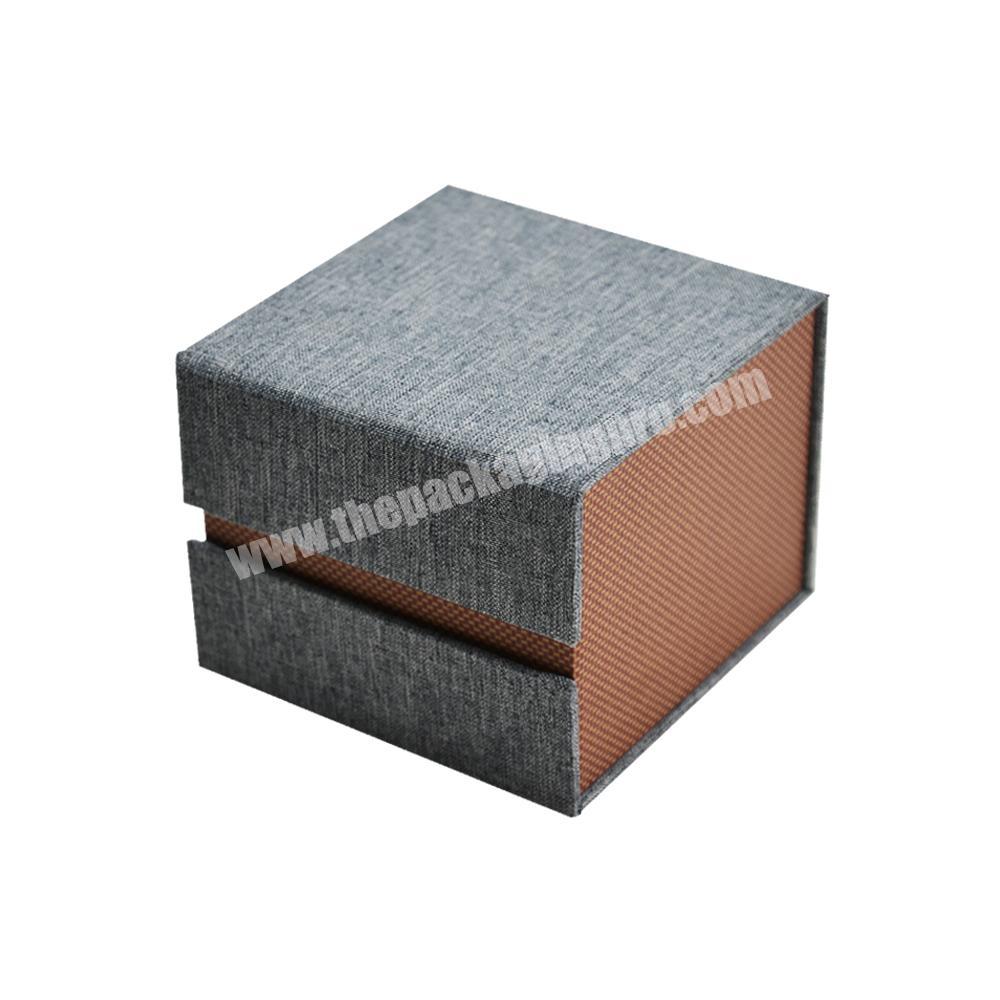 Textured paper magnetic gift boxes with velvet for couple's watches, High jewelry watches packing boxes