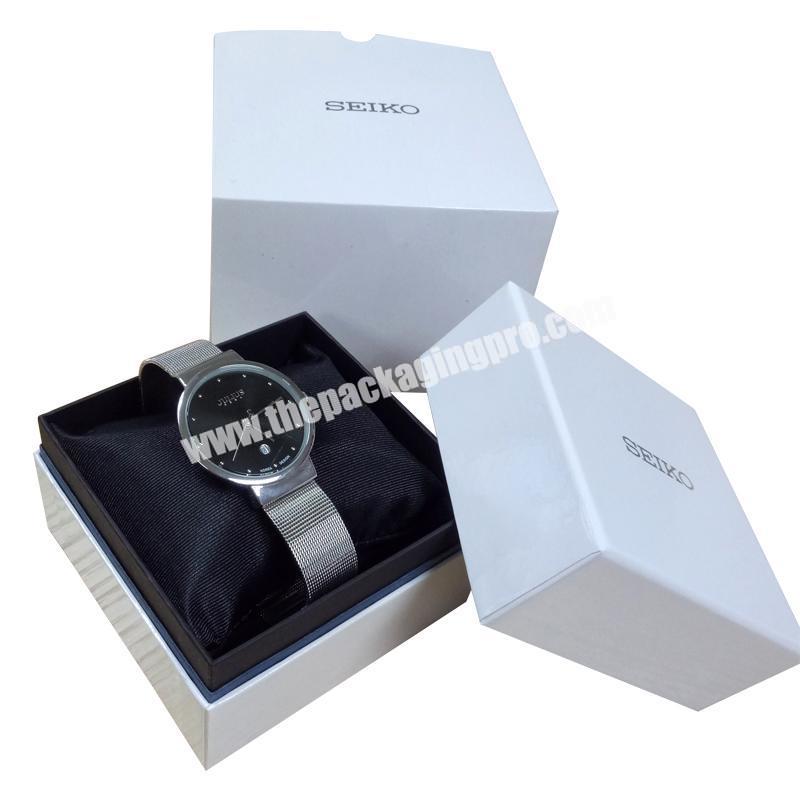There are hard plastic cover gold stamping, luxury watch packaging gift box