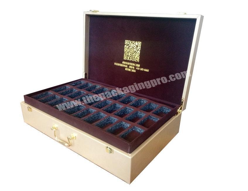 Top Grade Health Care Products Packaging PU Leather Gift Box with Flocking EVA Cushion