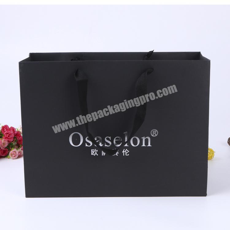 Top quality custom printing soft touching Shopping Bag with satin ribbon