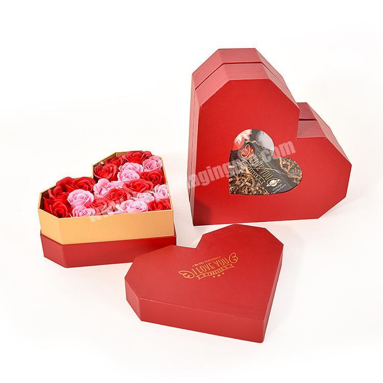 Top Sale High-end Fancy Welcome Heart Product Packaging Custom Soap Wedding Gift Packing Box with Clear PVC Window