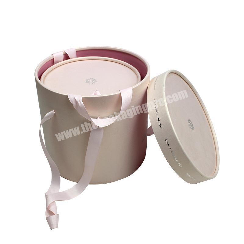 Top Sale High Quality Rigid Portable Tube Round Cylindrical Custom Candle Flower Packaging Box with Rope for Wedding Party