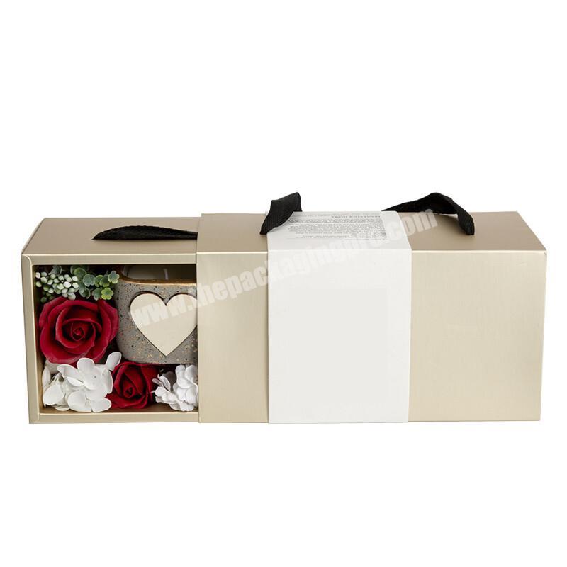 Top sale Luxury Fashion Attractive Design Round Candle Packing Box with Drawer Rose Soap Hold