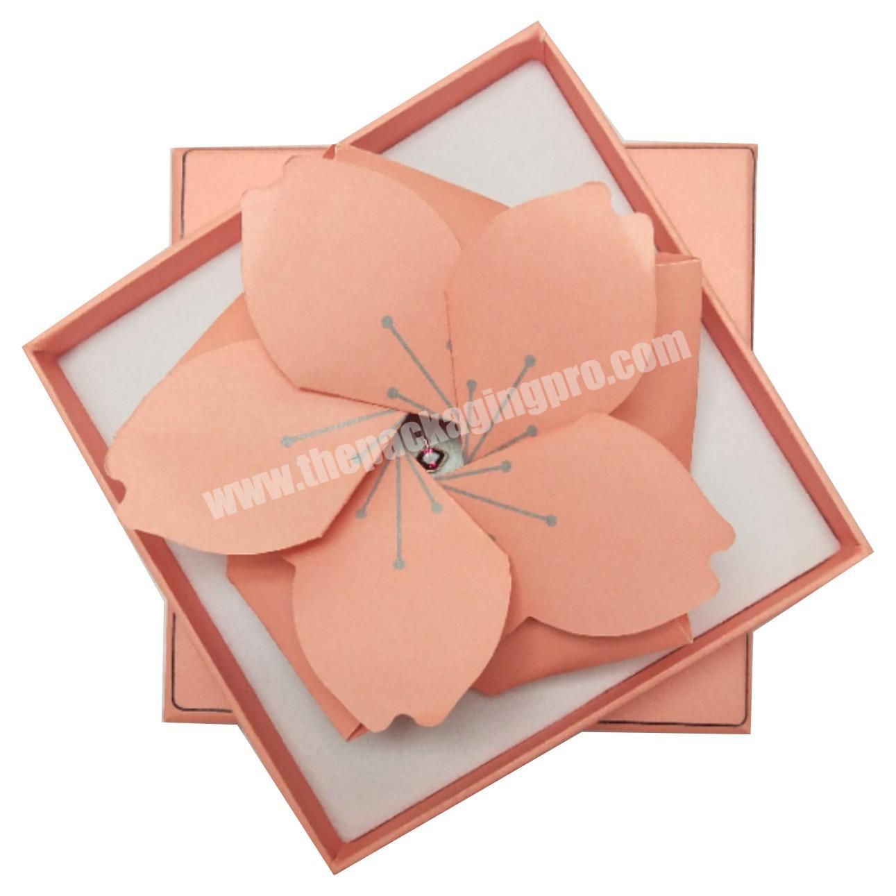 Top Sale Romantic Pink Folding Wedding Sakura Shape Necklace Bracelet Ring Jewellery Gift Packing Box