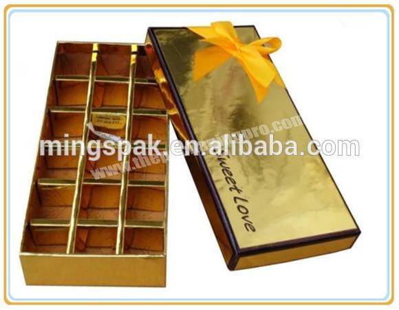 Top seller set up golden printing packaging gift box for chocolate