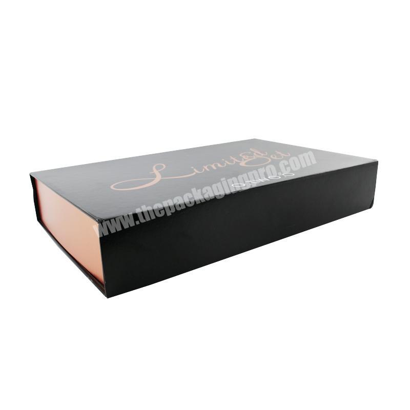 Top selling black magnetic merchandise cardboard box packaging with own logo