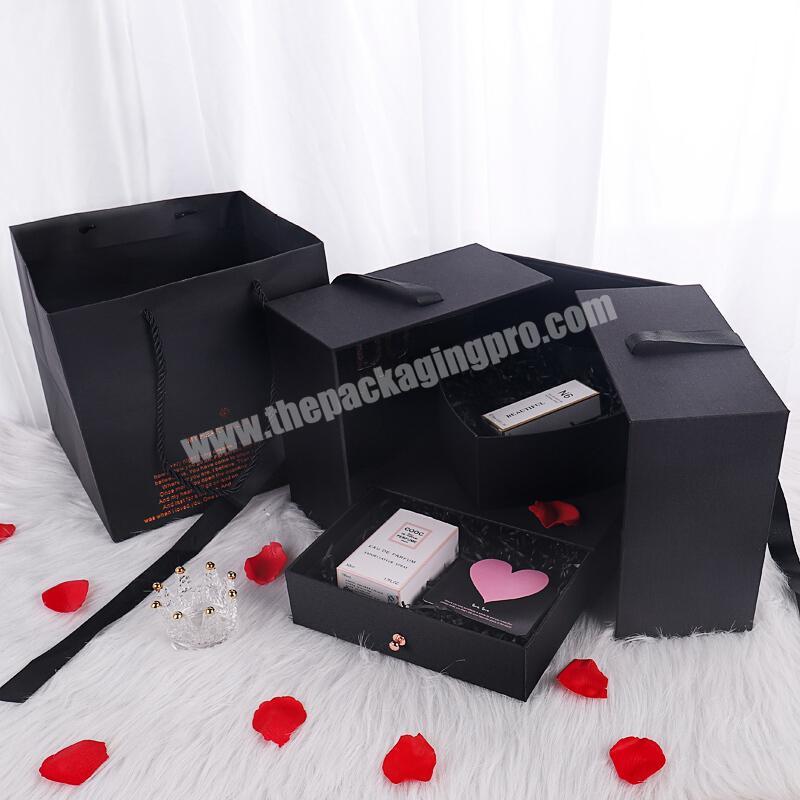 Top Supplier Magict Cube Gift Box Creative Double Layer Drawer Rose Flower Box Surprise Boxes Packaging With Logo