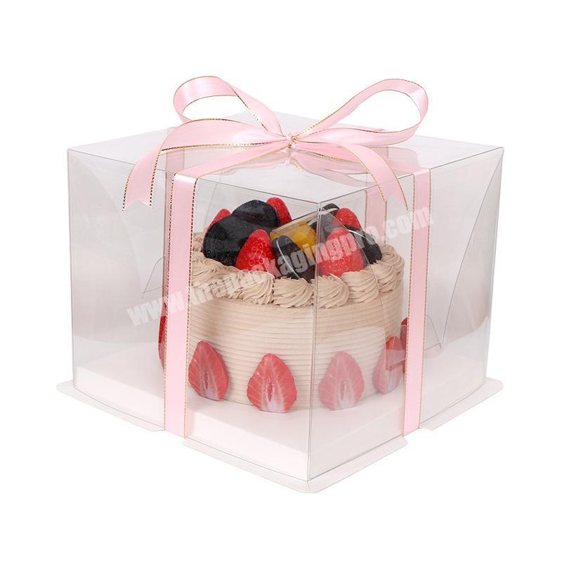 Transparent plastic cake gift box with handle custom cake gift box dessert box