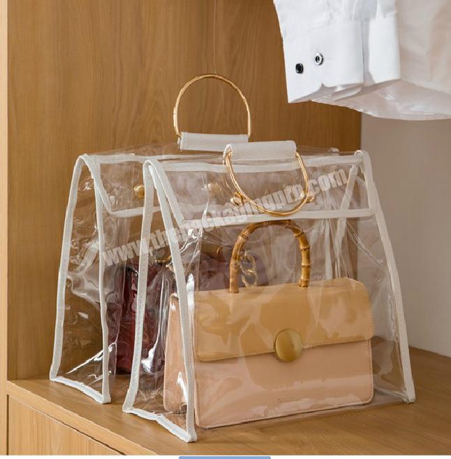 Transparent PVC Shopping Bag Reusable Vinyl Dust Bag For Handbag
