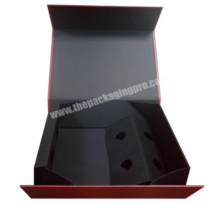Two Bottles Wine Foldable Packaging Rigid Paper Cardboard Box With Magnetic Closure