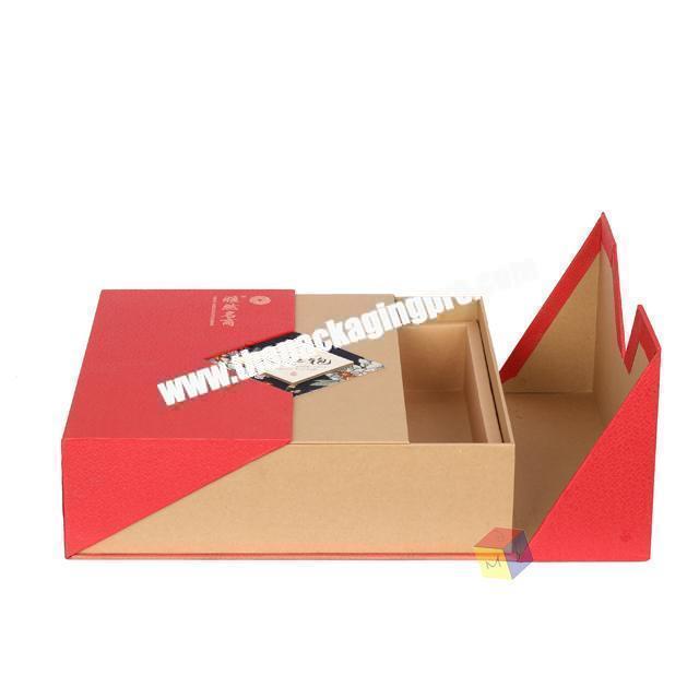 two door open kraft paper tea packaging gift box
