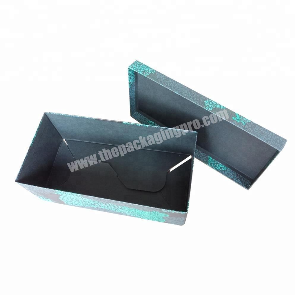 two pieces color paper printed cardboard collapsible foldable gift storage packaging box with lid