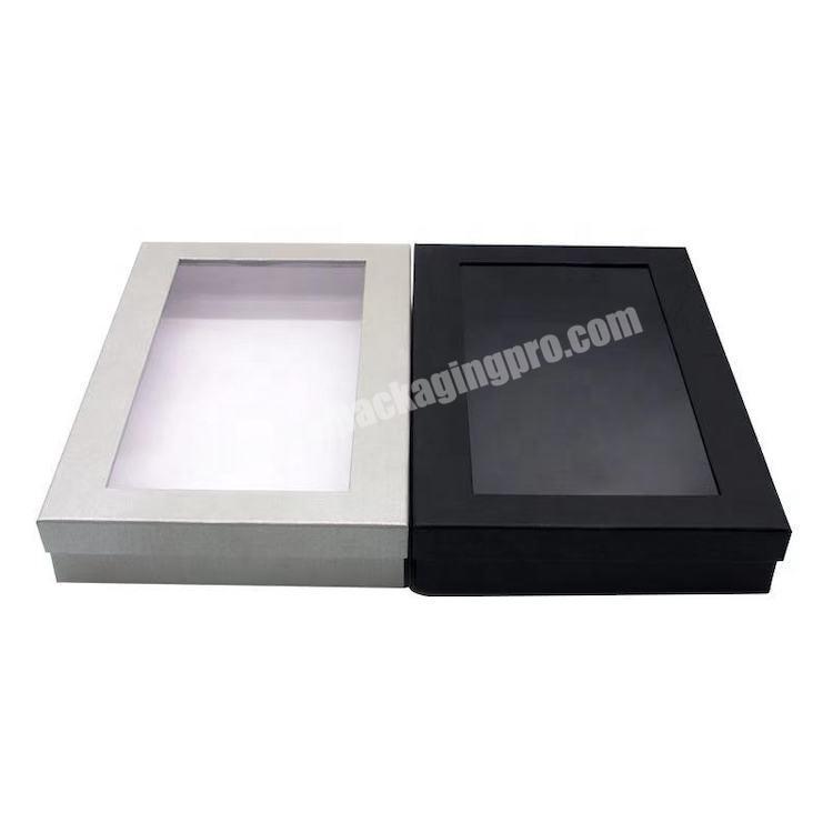 Typical Black Paper Gift Box With PVC Window White Gift Box Cardboard Top And Bottom Paper Box With Clear Lid