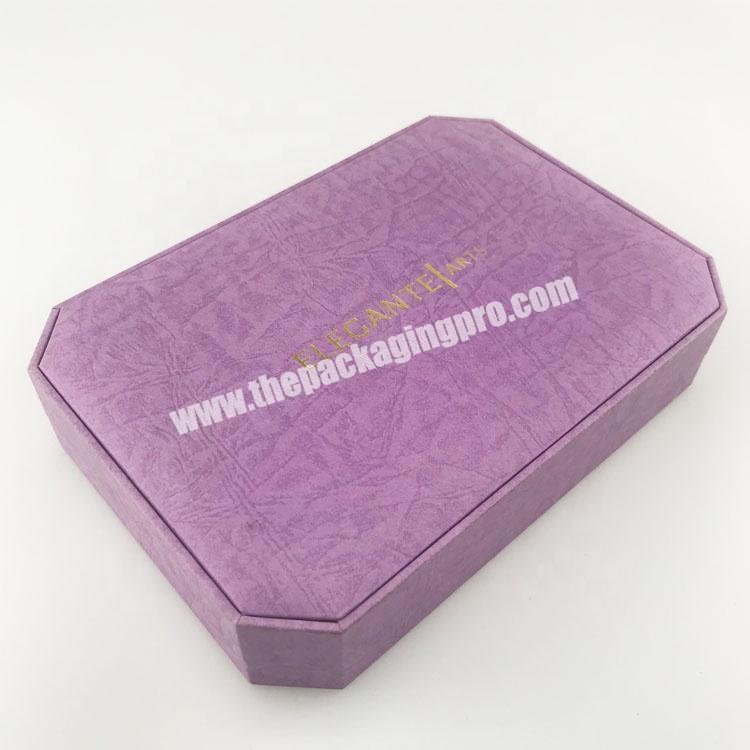 Unequal octagonal shape handmade fancy paper wrapped plastic jewelry box with satin lining and inlay