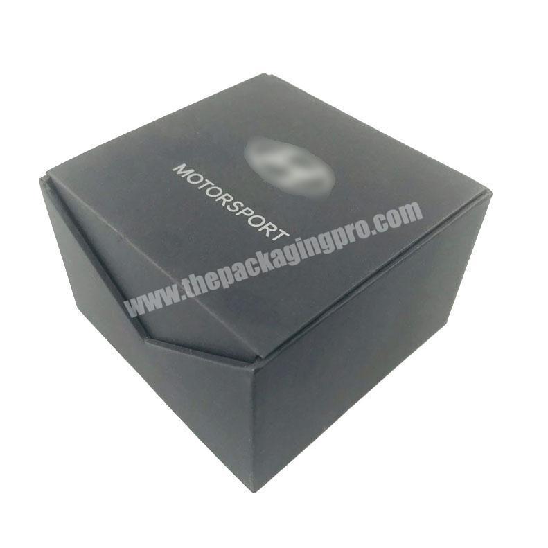 Unique design flip lid special closure black sport watch box without magnet recycled watch packaging
