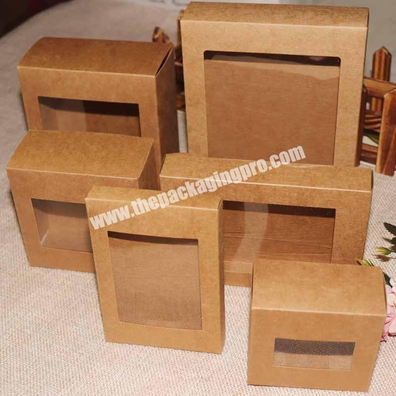 Vintage color Kraft paper gift candy favors arts display white cardboard clear top gift boxes