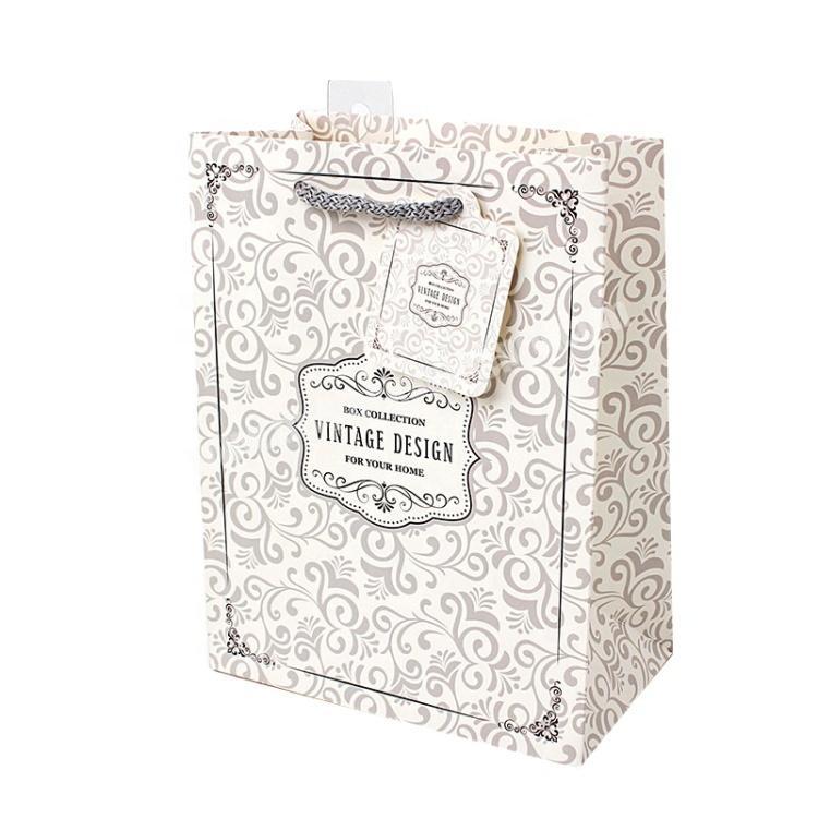 Vintage Design Jewelry Packaging Paper Bag With Own Logo Printing Rope Handle