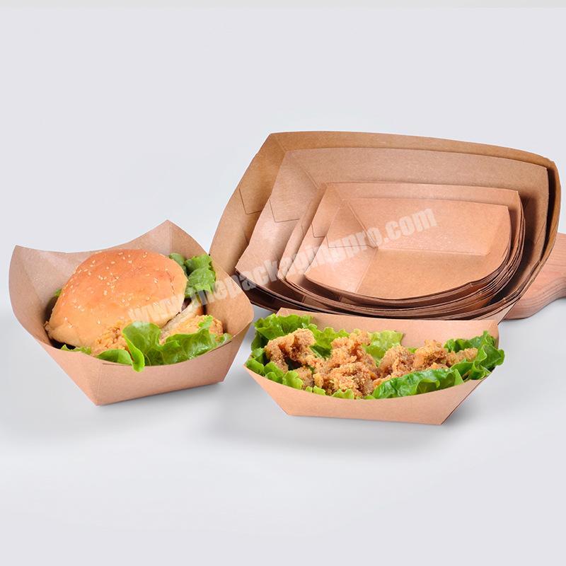 Waterproof Anti-oil Disposable Fast Food Kraft Paper Box Restaurant Take Out Tools