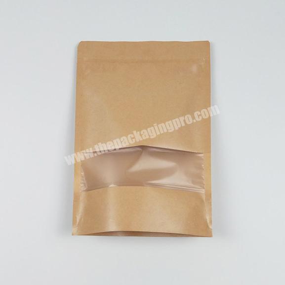 Waterproof Kraft Food Grade Paper Packaging Bags Doypack Zip lock Kraft Bag With Clear Window