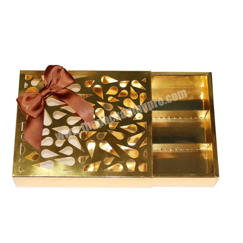 wedding cardboard paper luxury gold snack bonbon sweets candy truffle chocolate gift drawer boxes packaging with divider insert