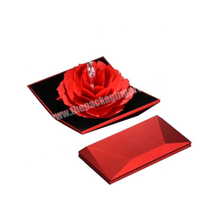 wedding Exchange Creative Immortal Flower proposal single ring gift crafts souvenir Rotating Lifting rose Ring Gift box