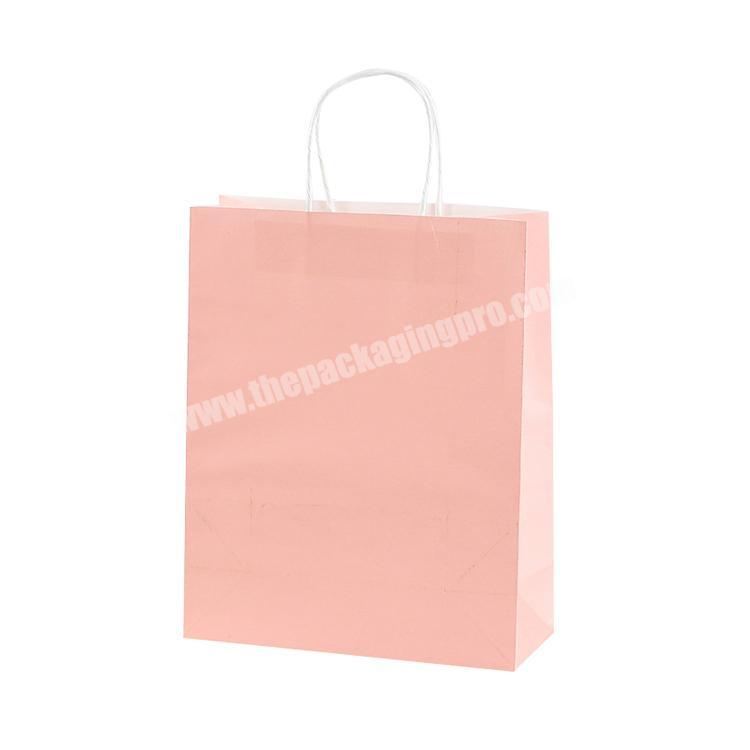 Wedding Gift Pink Kraft Paper Shopping Packaging Bags With String Handle