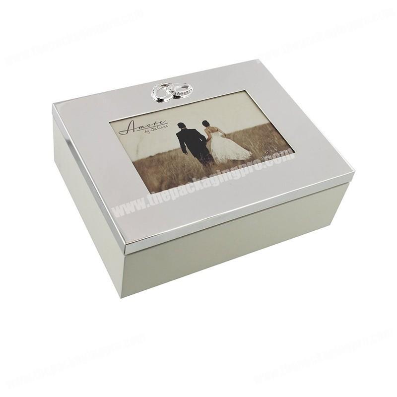 Wedding photo card collection packaging custom sliver foil hot sale high end lid base box