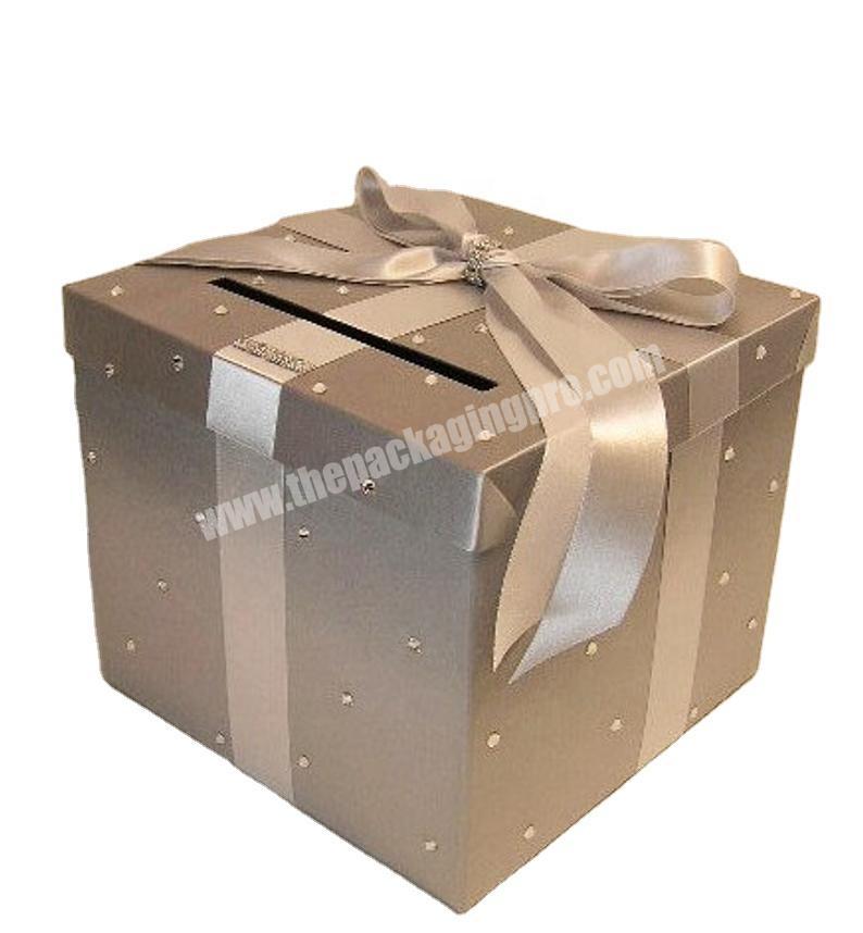 Wedding quinceanera sweet card box silver gift card box custom your color