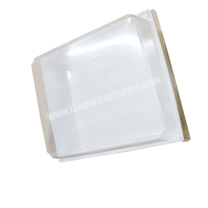 White Cardboard Folded Kraft Paper Chocolate Cookie Storage Packaging Boxes With Clear Cover PVC Window Lid