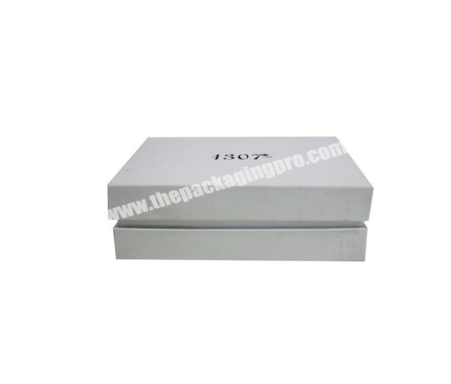 White color EVA foam insert 2 pieces black logo foil custom cardboard box with lid