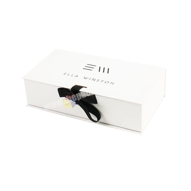 white elegant design luxury customize gift box with ribbon