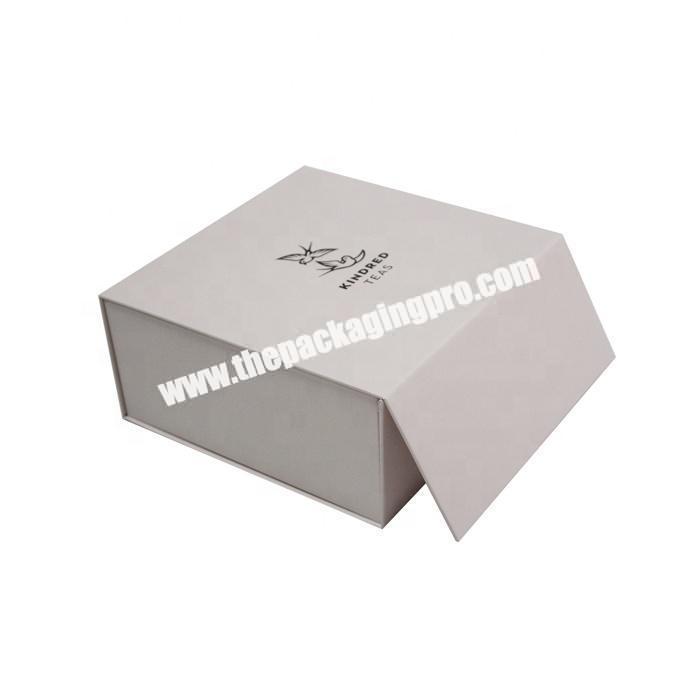 White folding paper packaging magnet gift box with grey board