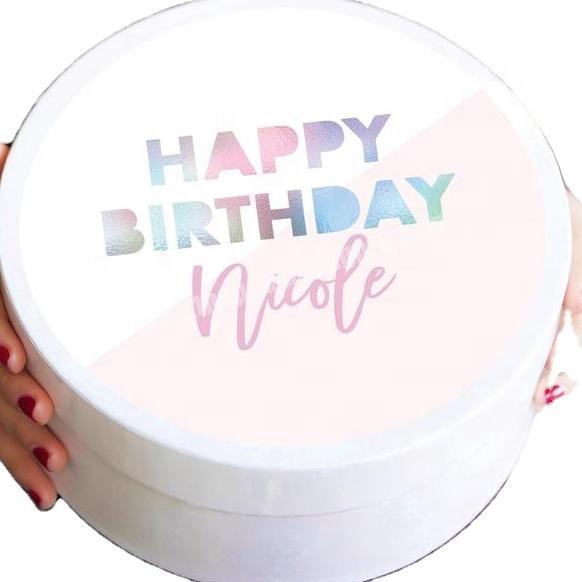 White glossy round hat  personalized gift box birthday gift box gift for colleagues