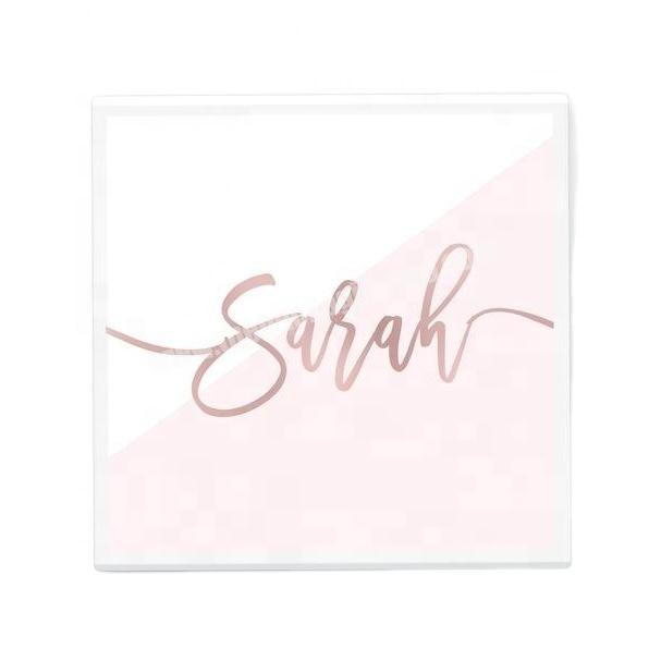 White glossy square gift box personalized birthday party christmas wedding
