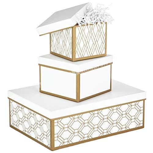 White gold assorted sizes gift box unique birthday bridal showers gift box