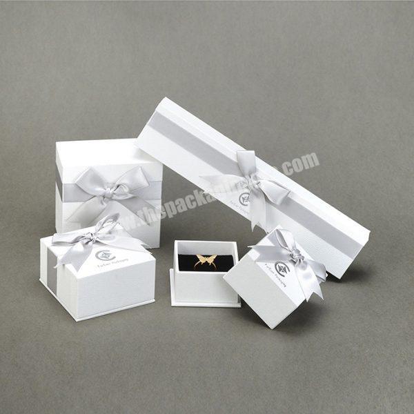 White Jewelry Box Customer LOGO Necklace Bracelet Ring Jewellery Set Boxes