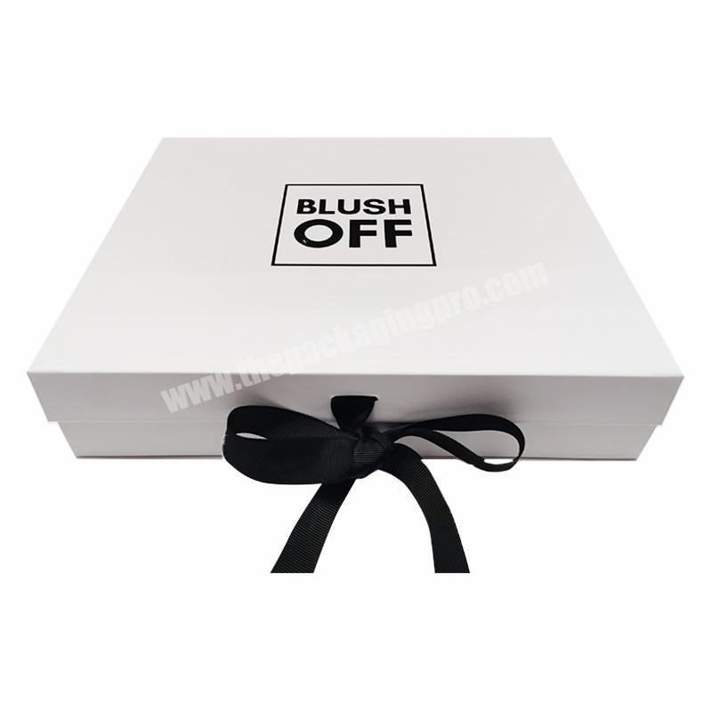 White magnetic gift boxes with ribbon wholesale
