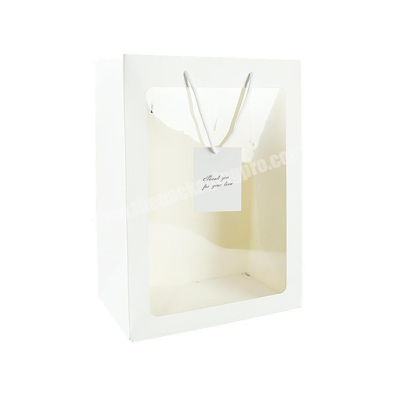 White paper bag with big window for flowers
