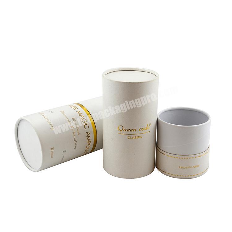 White paper tube packaging box for cosmetic custom gold stamping logo printing