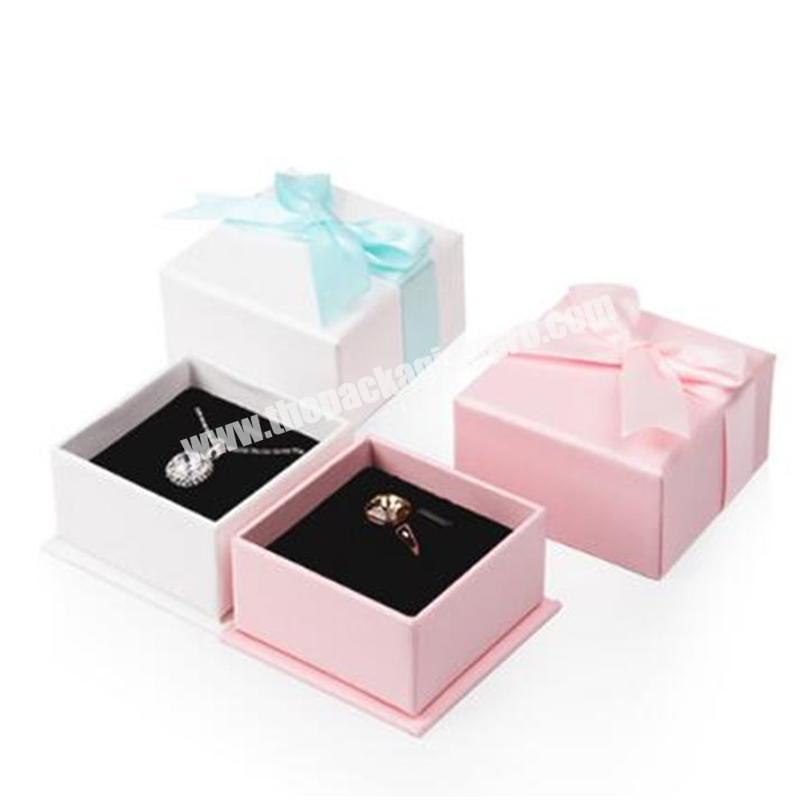 White Pink Bracelet Box Customer LOGO  Cardboard Ring Box