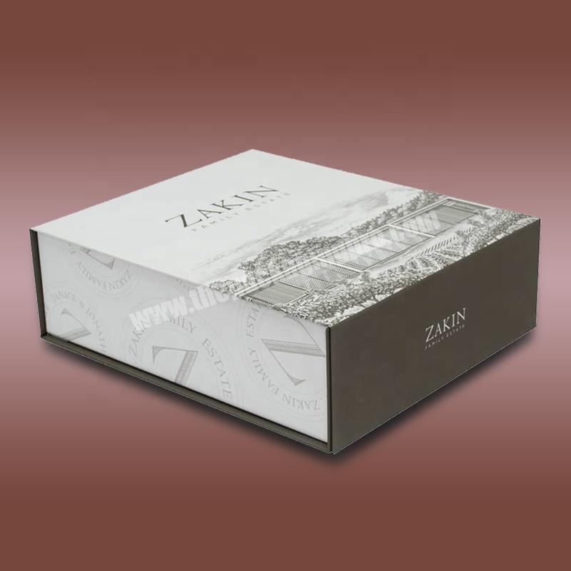 White square large book shape magnetic closure rigid liquor gift box manufacturer