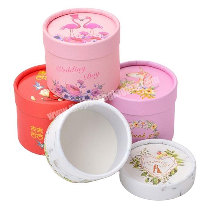 WhitePink cardboard Paper Tube Round Gift Box Small flower Present Packaging Box Wedding Candy Boxes
