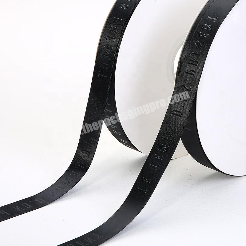 Wholesale 1.5cm Double Side Black Satin Ribbon Custom Logo Printed For  Decoration Packing Gift Ribbon