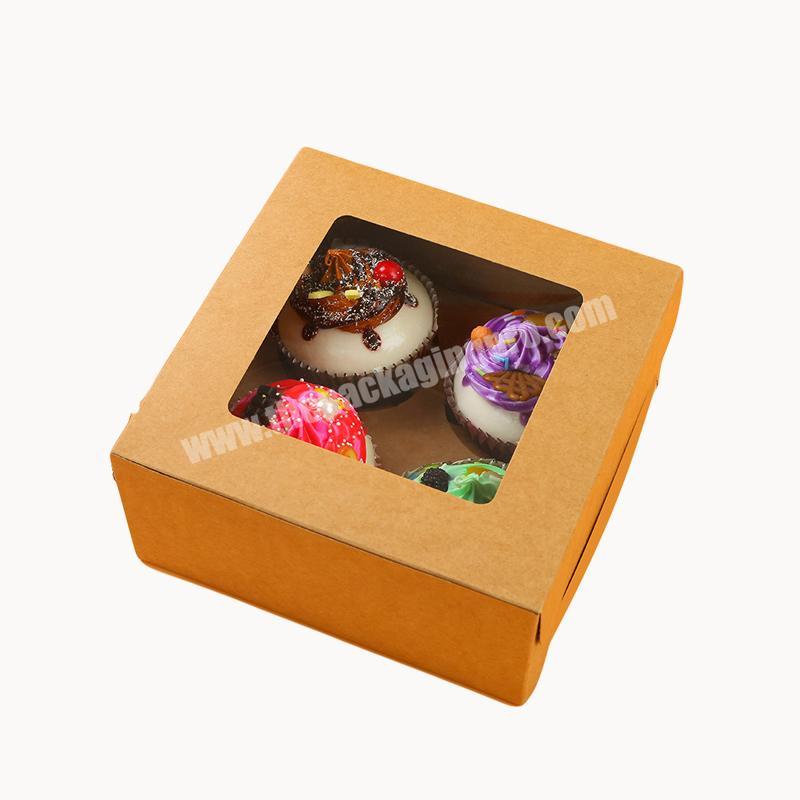 Wholesale 2pcs 4pcs 6pcs transparent window cupcake packing box gift packaging box cupcake