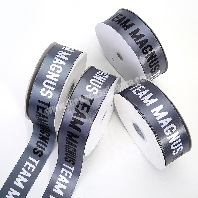 Wholesale 3.8cm 100% Polyester Satin Ribbon Gift Packing Black and White Printing Custom Ribbon With Logo
