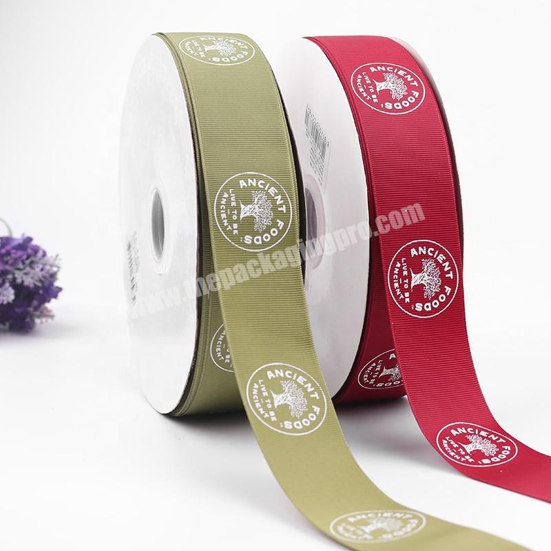 Wholesale 3.8cm Red Grosgrain Ribbon Gift Packing White Printing Customized Ribbon