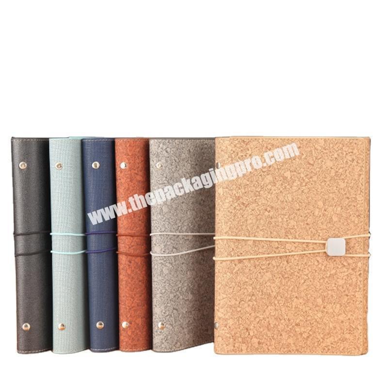 Wholesale A4 A5 A6 Notebook Hardcover Black Leather Journal Notebooks Custom Printed Luxury Diary Agenda With Elastic Pen Holder
