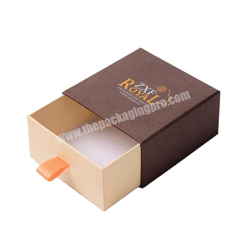 Wholesale Brown Custom Logo Printed Deboss Luxury Rigid Cardboard Drawer Sliding Gift Packaging Box For Electronics