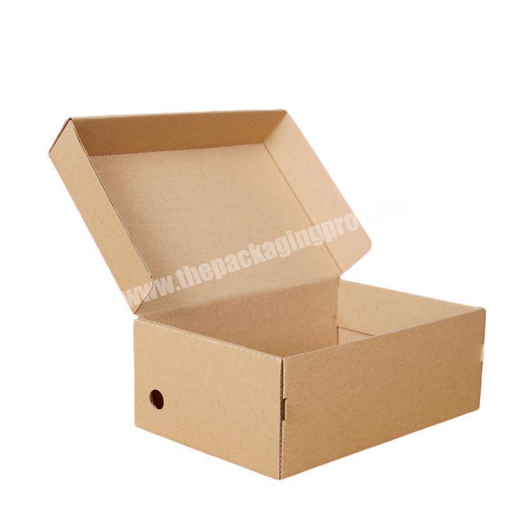 wholesale brown kraft shoe storage paper box  logo print shoe display box