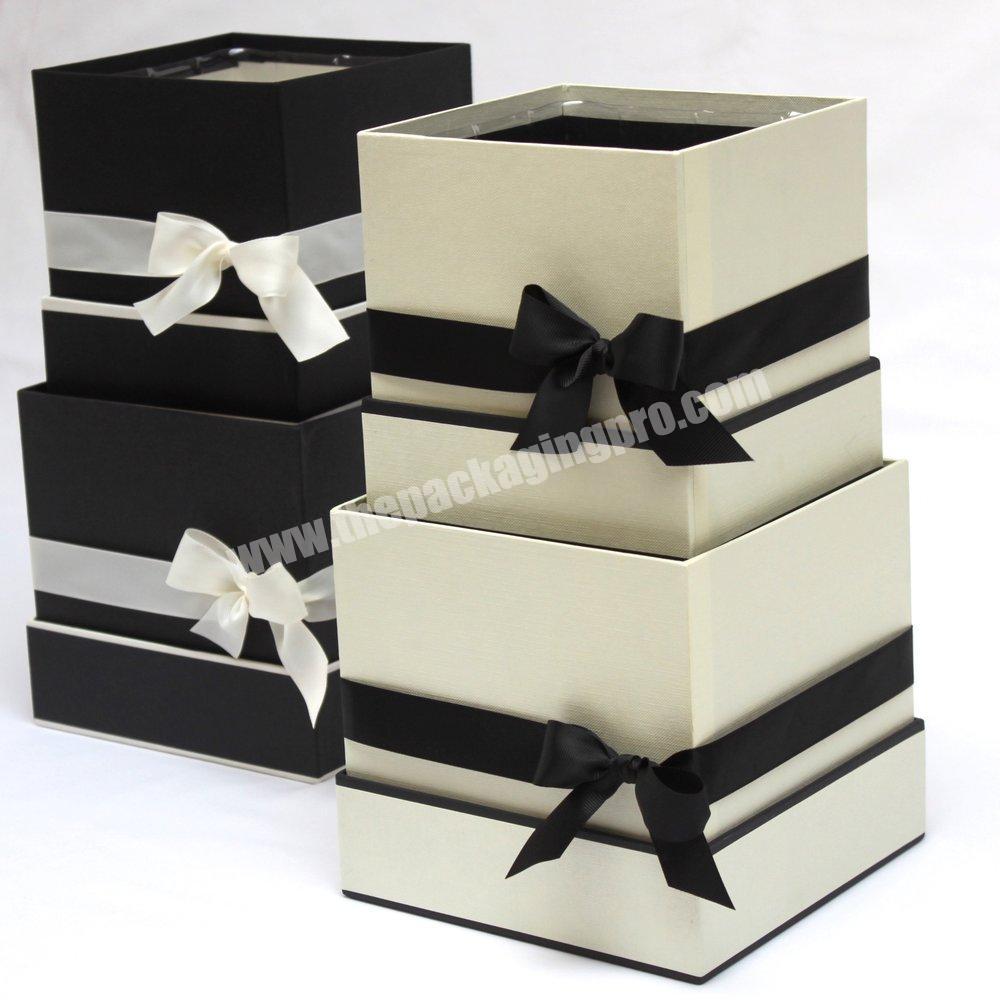 Wholesale bulk luxury cardboard rose flower gift box with lid and ribbon